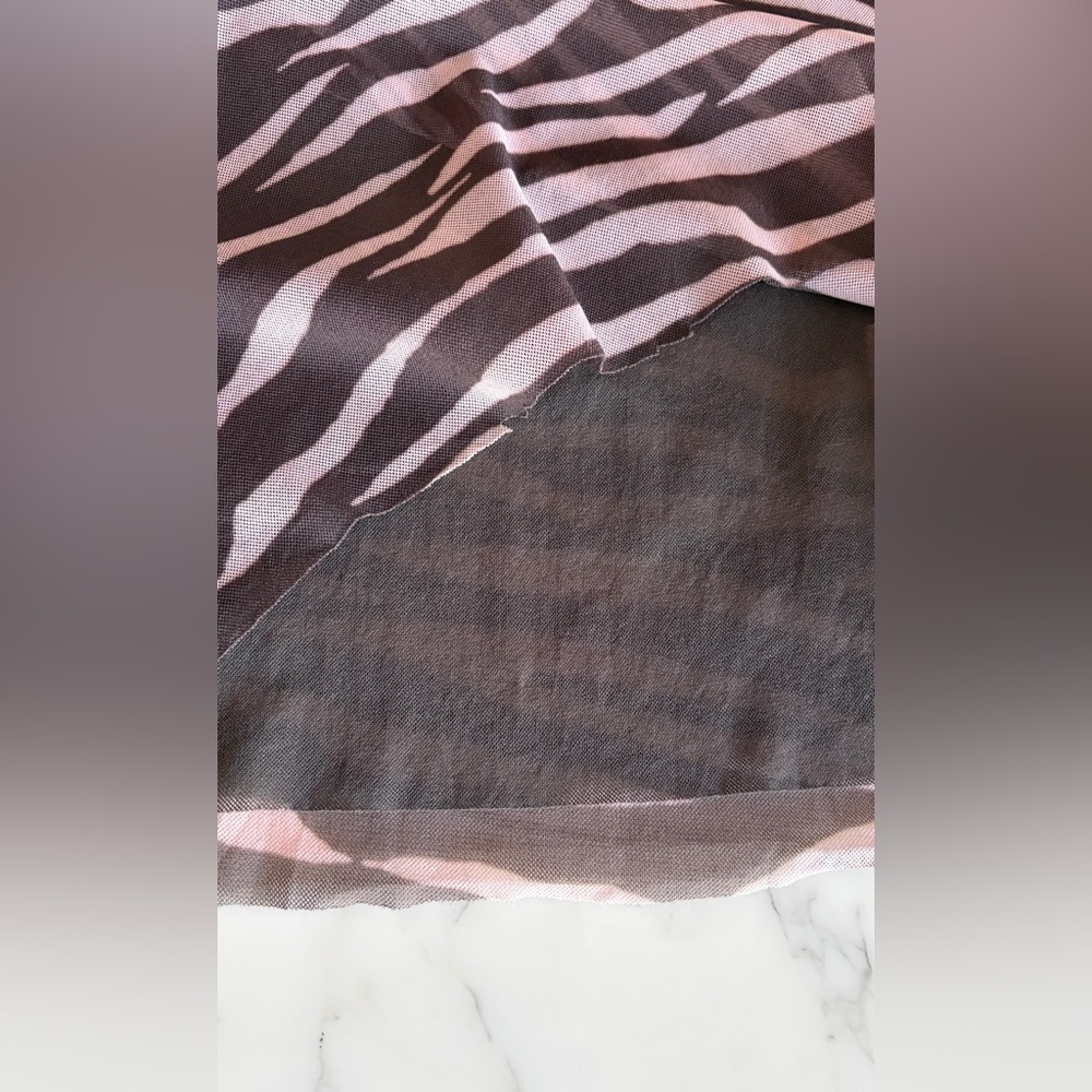 EUC GANNI Tilden Mesh Turtleneck Top Rare Zebra Print EU40 (US8/10) Brown/Cream - Picture 9 of 14